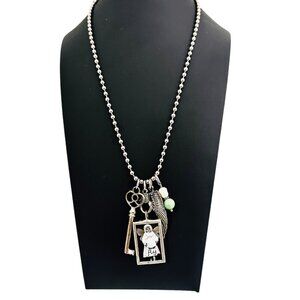 Vintage-Inspired Charm Necklace With Inspirational Quote on Large Ball Chain